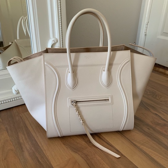 Celine Handbags - Celine Grained Calfskin Medium Phantom Cream